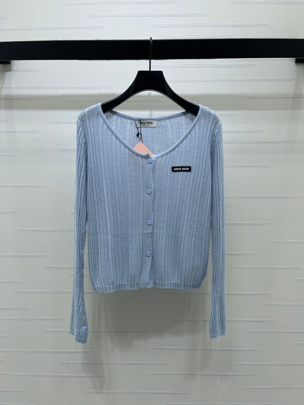 Miu Miu Light Blue Lace Cami & Knit Cardigan Two Piece Set - Picture 8 of 9